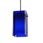 Meyda Lighting Metro 6" Black Mini Pendant Light With Blue Quadrato Shade Glass