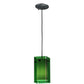Meyda Lighting Metro 6" Black Mini Pendant Light With Green Quadrato Shade Glass