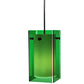 Meyda Lighting Metro 6" Black Mini Pendant Light With Green Quadrato Shade Glass