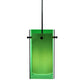 Meyda Lighting Metro 6" Black Mini Pendant Light With Green Quadrato Shade Glass