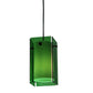 Meyda Lighting Metro 6" Black Mini Pendant Light With Green Quadrato Shade Glass
