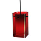 Meyda Lighting Metro 6" Black Mini Pendant Light With Red Quadrato Shade Glass