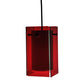 Meyda Lighting Metro 6" Black Mini Pendant Light With Red Quadrato Shade Glass