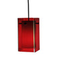 Meyda Lighting Metro 6" Black Mini Pendant Light With Red Quadrato Shade Glass