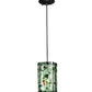 Meyda Lighting Metro 6" Black Parade Mini Pendant Light With Green & Red Quadrato Shade Glass