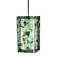 Meyda Lighting Metro 6" Black Parade Mini Pendant Light With Green & Red Quadrato Shade Glass