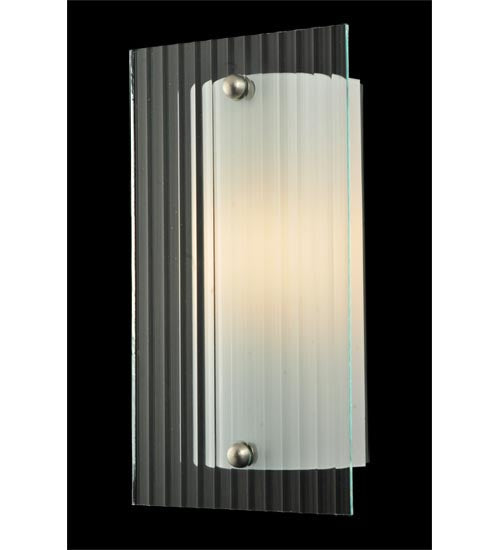 Meyda Lighting Metro 6" Nickel Wall Sconce With Clear Fluted Quadrato Shade Glass