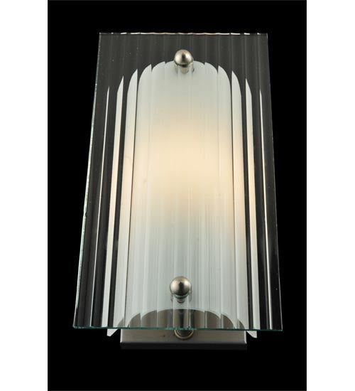 Meyda Lighting Metro 6" Nickel Wall Sconce With Clear Fluted Quadrato Shade Glass