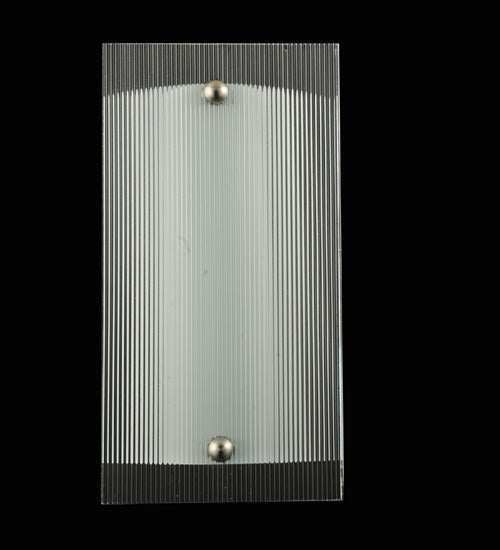 Meyda Lighting Metro 6" Nickel Wall Sconce With Clear Reeded Quadrato Shade Glass