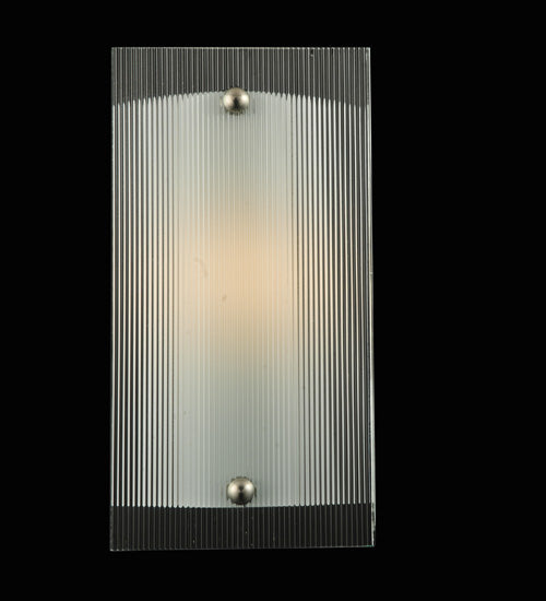 Meyda Lighting Metro 6" Nickel Wall Sconce With Clear Reeded Quadrato Shade Glass