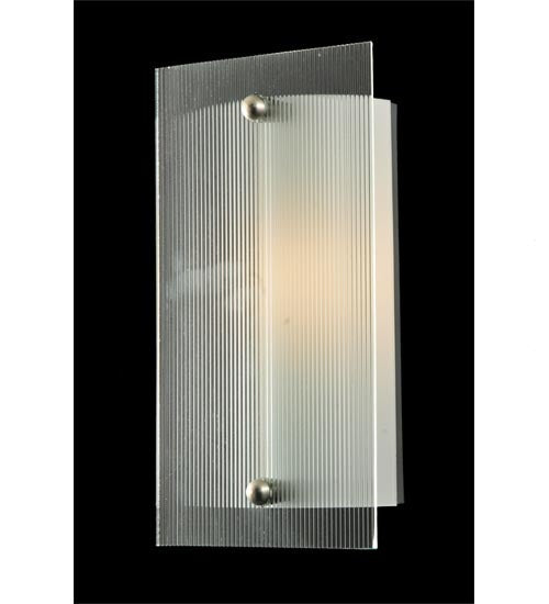 Meyda Lighting Metro 6" Nickel Wall Sconce With Clear Reeded Quadrato Shade Glass