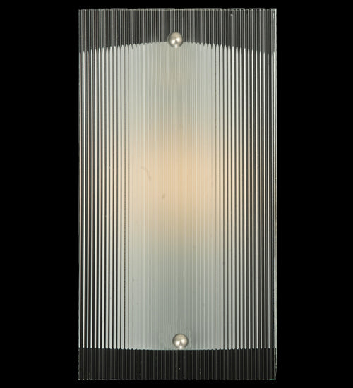 Meyda Lighting Metro 6" Nickel Wall Sconce With Clear Reeded Quadrato Shade Glass