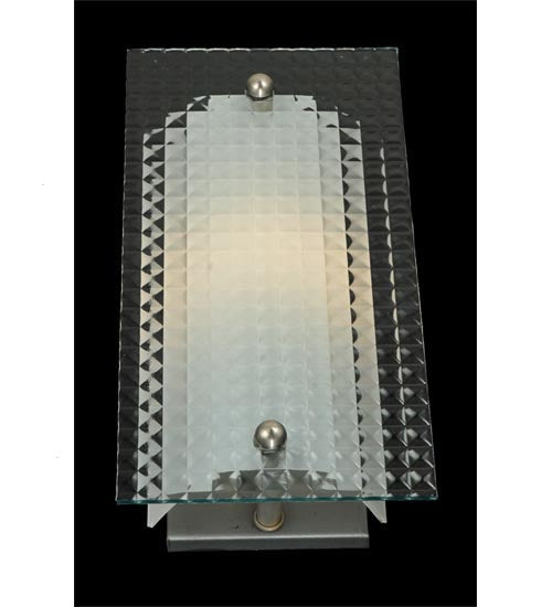 Meyda Lighting Metro 6" Nickel Wall Sconce With Clear Window Pane Quadrato Shade Glass