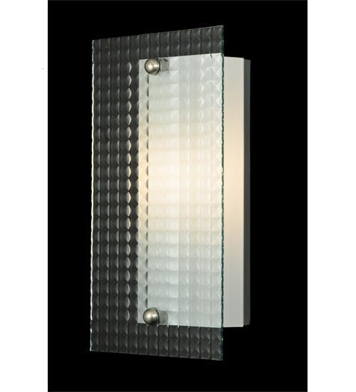 Meyda Lighting Metro 6" Nickel Wall Sconce With Clear Window Pane Quadrato Shade Glass