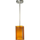Meyda Lighting Metro 6" Silver Mini Pendant Light With Amber Quadrato Shade Glass