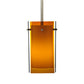 Meyda Lighting Metro 6" Silver Mini Pendant Light With Amber Quadrato Shade Glass