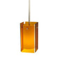 Meyda Lighting Metro 6" Silver Mini Pendant Light With Amber Quadrato Shade Glass