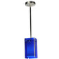 Meyda Lighting Metro 6" Silver Mini Pendant Light With Blue Quadrato Shade Glass
