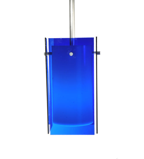 Meyda Lighting Metro 6" Silver Mini Pendant Light With Blue Quadrato Shade Glass