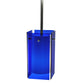 Meyda Lighting Metro 6" Silver Mini Pendant Light With Blue Quadrato Shade Glass