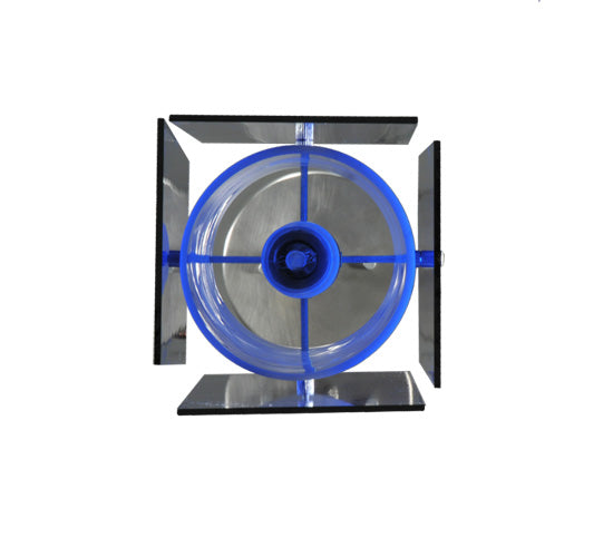 Meyda Lighting Metro 6" Silver Mini Pendant Light With Blue Quadrato Shade Glass