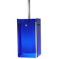 Meyda Lighting Metro 6" Silver Mini Pendant Light With Blue Quadrato Shade Glass