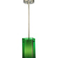 Meyda Lighting Metro 6" Silver Mini Pendant Light With Green Quadrato Shade Glass