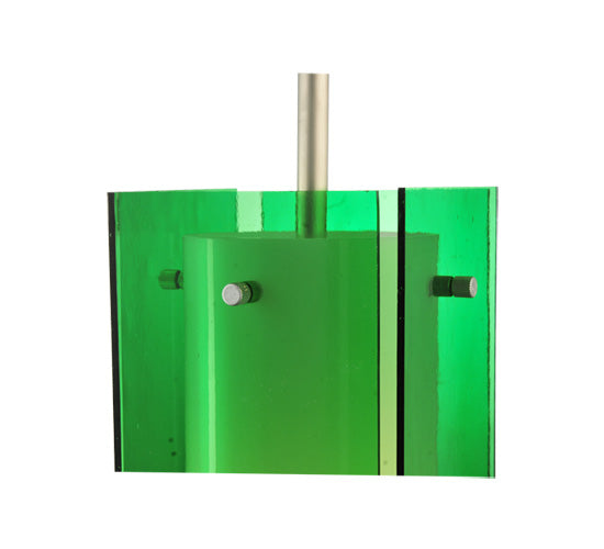Meyda Lighting Metro 6" Silver Mini Pendant Light With Green Quadrato Shade Glass