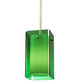 Meyda Lighting Metro 6" Silver Mini Pendant Light With Green Quadrato Shade Glass