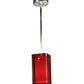 Meyda Lighting Metro 6" Silver Mini Pendant Light With Red Quadrato Shade Glass