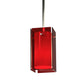 Meyda Lighting Metro 6" Silver Mini Pendant Light With Red Quadrato Shade Glass
