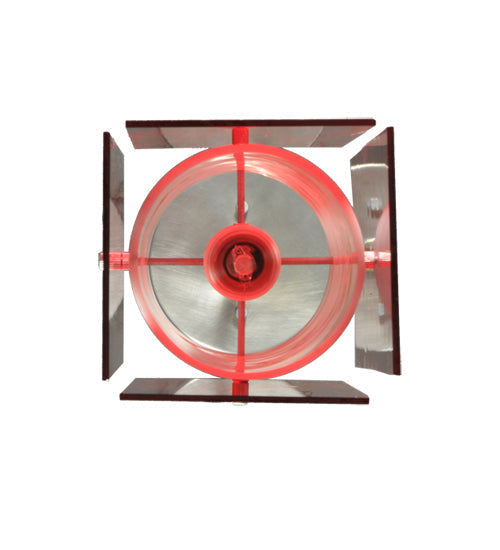 Meyda Lighting Metro 6" Silver Mini Pendant Light With Red Quadrato Shade Glass