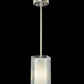 Meyda Lighting Metro 6" Silver Mini Pendant Light With White & Clear Quadrato Shade Glass