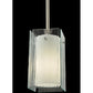 Meyda Lighting Metro 6" Silver Mini Pendant Light With White & Clear Quadrato Shade Glass