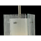Meyda Lighting Metro 6" Silver Mini Pendant Light With White & Clear Quadrato Shade Glass