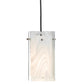 Meyda Lighting Metro 6" Textured Black Blanco Swirl Quadrato Mini Pendant Light With White & Clear Shade Glass