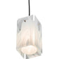 Meyda Lighting Metro 6" Textured Black Blanco Swirl Quadrato Mini Pendant Light With White & Clear Shade Glass