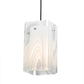 Meyda Lighting Metro 6" Textured Black Blanco Swirl Quadrato Mini Pendant Light With White & Clear Shade Glass