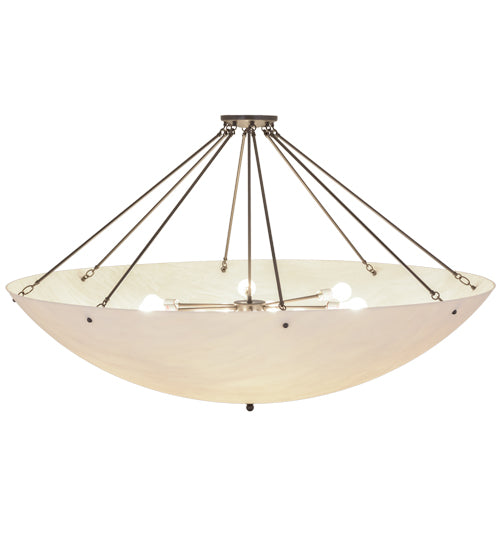 Meyda Lighting Metro 60" 12-Light Timeless Bronze Semi-flush Mount Ceiling Light With Whitestone Idalight Shade Glass