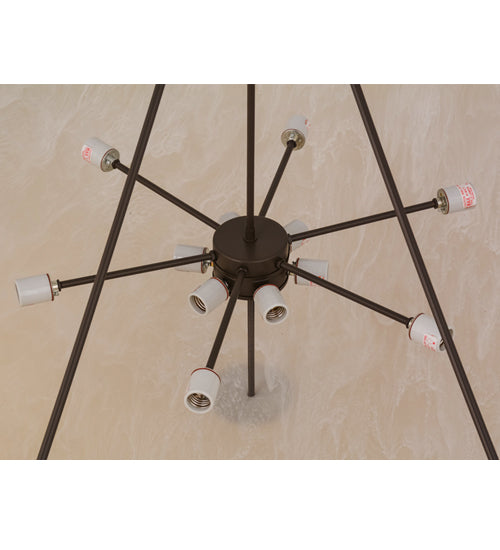 Meyda Lighting Metro 60" 12-Light Timeless Bronze Semi-flush Mount Ceiling Light With Whitestone Idalight Shade Glass