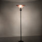 Meyda Lighting Metro 69" Craftsman Brown Chambord Swirl Deco Ball Torchiere Floor Lamp With Mauve Shade Glass