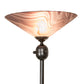Meyda Lighting Metro 69" Craftsman Brown Chambord Swirl Deco Ball Torchiere Floor Lamp With Mauve Shade Glass