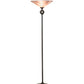 Meyda Lighting Metro 69" Craftsman Brown Chambord Swirl Deco Ball Torchiere Floor Lamp With Mauve Shade Glass