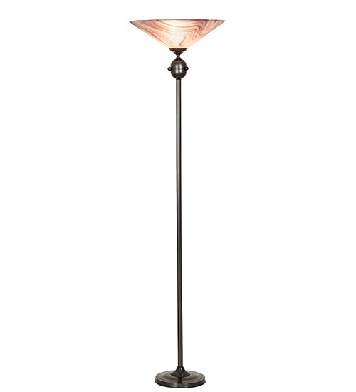 Meyda Lighting Metro 69" Craftsman Brown Chambord Swirl Deco Ball Torchiere Floor Lamp With Mauve Shade Glass