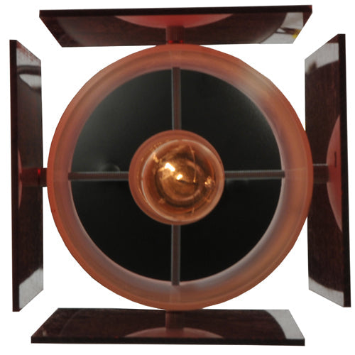 Meyda Lighting Metro 6"Sq Black Mini Pendant Light With Transparent Red Idalight Quadrato Shade Glass
