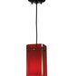 Meyda Lighting Metro 6"Sq Black Mini Pendant Light With Transparent Red Idalight Quadrato Shade Glass