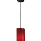 Meyda Lighting Metro 6"Sq Black Mini Pendant Light With Transparent Red Idalight Quadrato Shade Glass