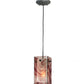 Meyda Lighting Metro 7" Black Chambord Swirl Mini Pendant Light With Purple Quadrato Shade Glass