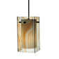 Meyda Lighting Metro 7" Black Cognac Swirl Mini Pendant Light With Peach Quadrato Shade Glass