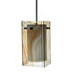 Meyda Lighting Metro 7" Black Cognac Swirl Mini Pendant Light With Peach Quadrato Shade Glass
